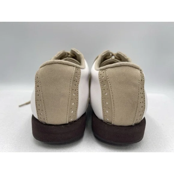 FOOTJOY GreenJoys Womens White Leather Khaki Trim Golf Shoes Size 7.5 M - Picture 7 of 10
